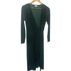 Vila Clothes Emerald Green Long Sleeve Ribbed Wrap Maxi Dress XS party formal